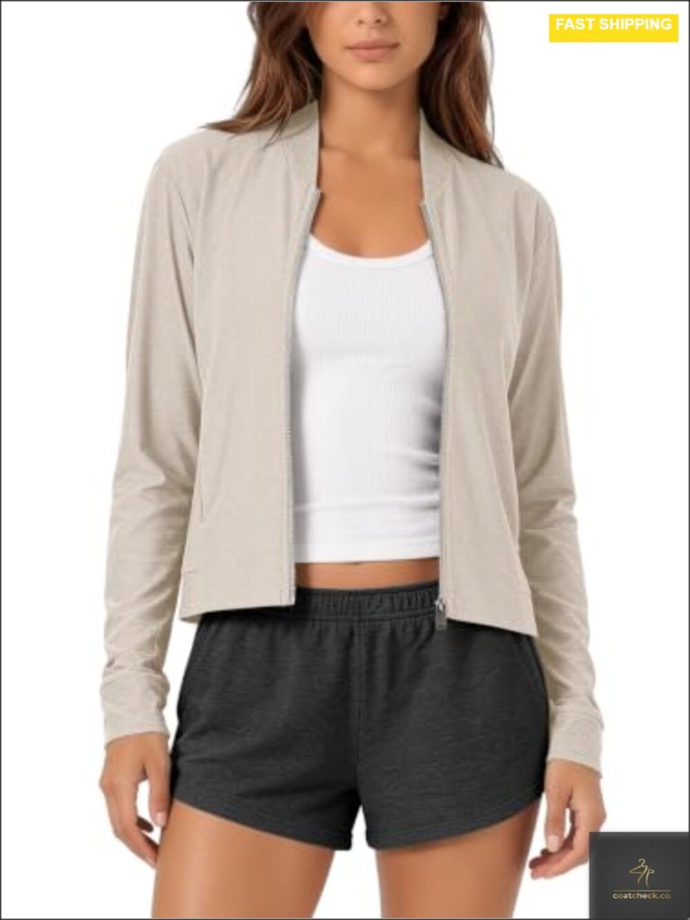 Ultra Soft Full Zip Track Jacket UPF 50+ Athletic Top with Pockets
